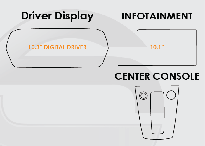 2022-2025 Audi A3 Screen ProTech Kit 10.3in Driver Display 10.1in Infotainment Center Console. Enhances screen clarity by resisting scratches and reducing fingerprint smears.