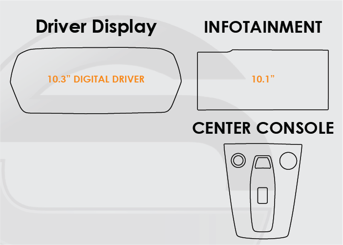 2025-2026 Audi A3 Screen ProTech Kit 10.1" Infotainment + 10.3" Digital Driver Display + Center Console. Shields your screens from scratches and helps reduce greasy fingerprints.