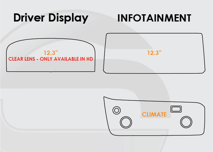 2022-2026 Infiniti QX60 Screen ProTech Kit 12.3" Driver Display 8in Infotainment. Resists scratches and scuffs while reducing fingerprints and smudges on your screens.