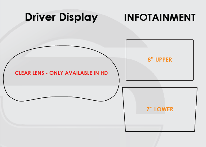 2020-2021 Infiniti QX80 Screen ProTech Kit Driver Display Upper Lower Infotainment. Designed to resist scratching and lessen fingerprint marks on your screens.
