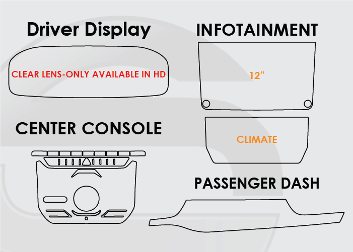 2022-2026 Grand Wagoneer Screen ProTech Kit Driver Display Infotainment Climate Center Console Passenger Dash. Protects against everyday scratches and reduces fingerprint buildup on screens.