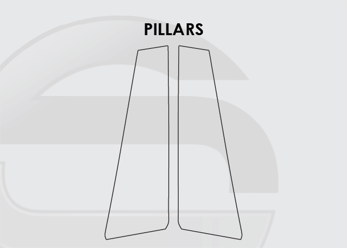 Diagram of 2024-2025 Porsche Macan EV Screen ProTech Kit for the middle Pillars. Adds a durable barrier to resist scratches and reduce fingerprints on your screens.