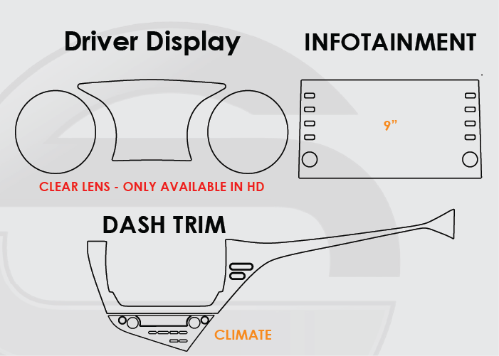 2021-2024 Toyota Camry Screen ProTech Kit Driver Display 9in Infotainment Dash Trim Climate. Shields your screens from scratches and helps reduce greasy fingerprints.