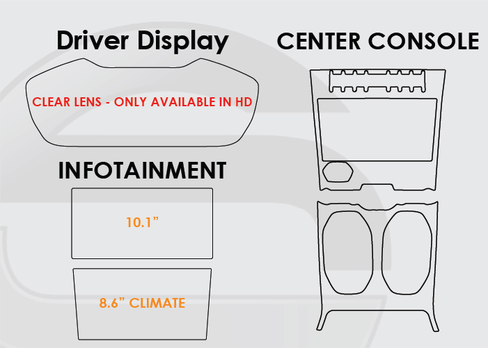 2019-2024 Lamborghini Urus Screen ProTech Kit Driver Display 10.1" Infotainment 8.6" Climate Center Console