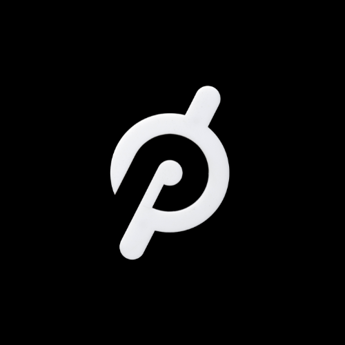 peloton logo in white on black background