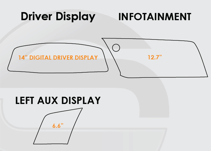 2026 Chevrolet Corvette Screen ProTech Kit 14in Digital Driver Display 12.7in Infotainment 6.6 inch Left Auxiliary Display Screen. Resist scratches and reduce fingerprints on screens.