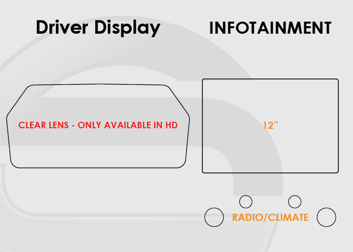 2025-2026 Ford Bronco Screen ProTech Kit Driver Display 12in Infotainment Screen Protector. Guards your screens from scratches while cutting down on fingerprints and smudges.