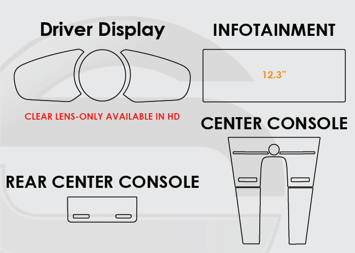 2019-2023 Porsche Cayenne Screen ProTech Kit Driver Display Infotainment Center Console Rear Center Console