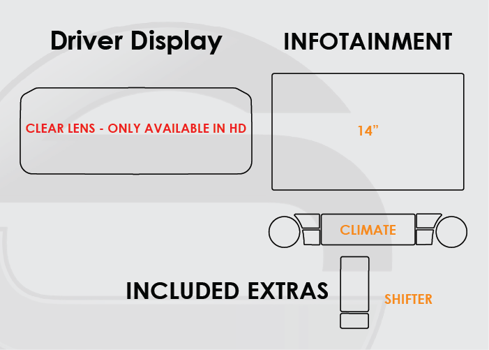 2024-2026 Toyota Tacoma or 4Runner Screen ProTech Kit Driver Display 14in Infotainment Climate Shifter. Enhances screen clarity by resisting scratches and reducing fingerprint smears.