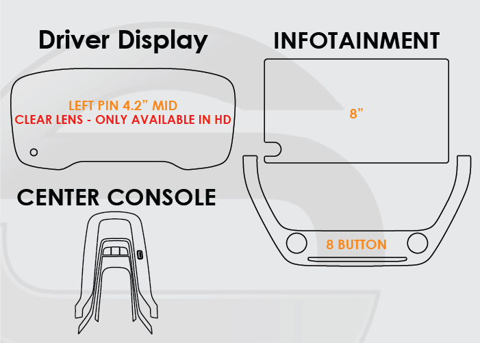 2023-2024 Toyota Corolla Screen ProTech Kit Left Pin Driver Display 8in Infotainment 8 Button Lower Screen Center Console