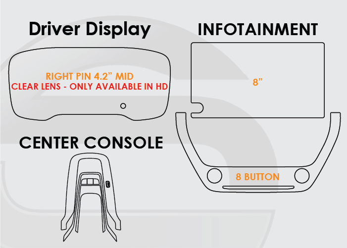2023-2024 Toyota Corolla Screen ProTech Kit Right Pin Driver Display 8in Infotainment 8 Button Lower Screen Center Console