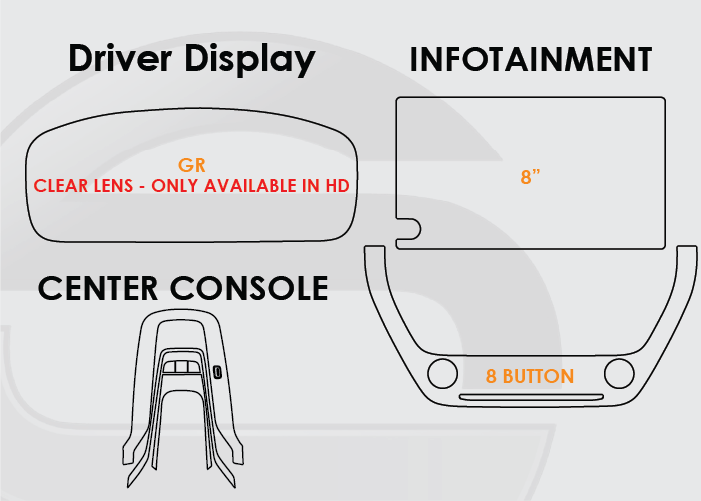 2023-2025 Toyota GR Corolla Screen ProTech Kit Driver Display 8in Infotainment 8 Button Lower Screen Center Console