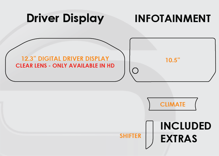 2023-2025 Toyota Rav4 Screen ProTech Kit 12.3in Digital Driver Display 10.25in Infotainment Climate Shifter. Shields your screens from scratches and helps reduce greasy fingerprints.