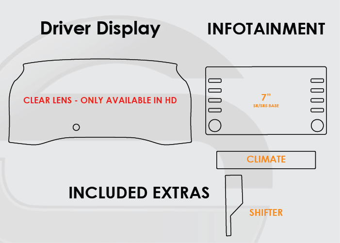 2020-2023 Toyota Tacoma Screen ProTech Kit Driver Display 7in Infotainment Climate Shifter