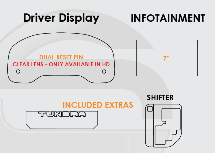 2014-2021 Toyota Tundra Screen ProTech Kit Dual Pin Driver Display 7in Infotainment Climate Center Console