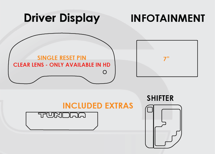 2014-2021 Toyota Tundra Screen ProTech Kit Single Pin Driver Display 7in Infotainment Climate Center Console