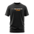 image showing a short sleeve black shirt with screen print lettering in white and orange letters only wrangler fans.